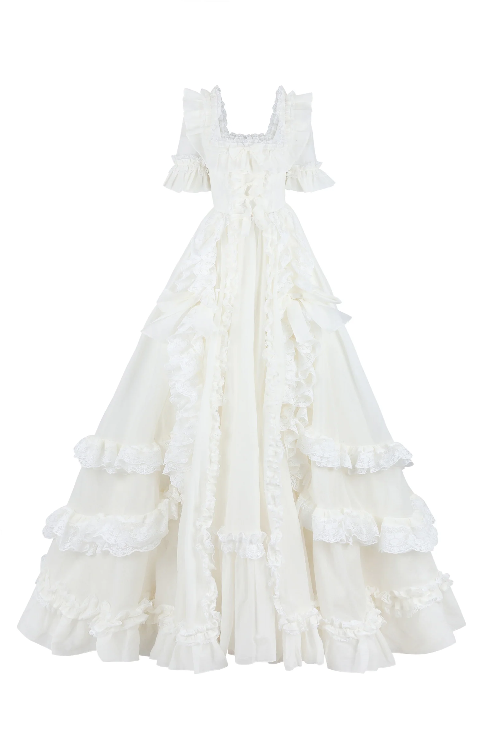 The Ivory Silk Organdy Antoinette Gown - Image 11